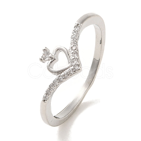 Brass Micro Pave Cubic Zirconia Rings for Women RJEW-E295-03P-1