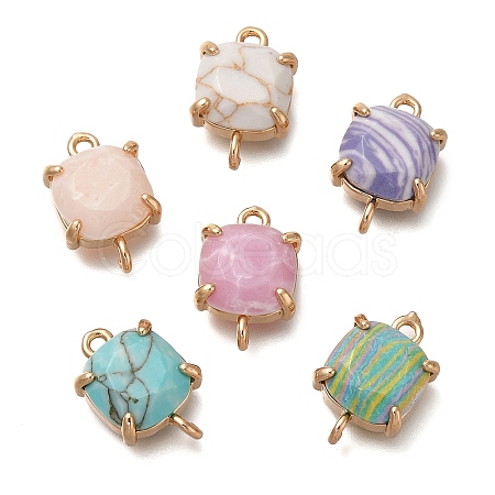 Brass Glass Imitation Gemstone Connector Charms KK-Z076-01G-1
