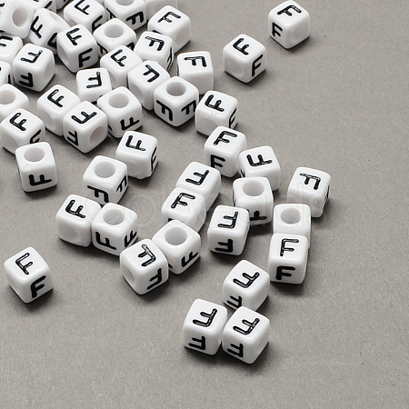 Large Hole Acrylic Letter European Beads SACR-Q103-6mm-01F-1