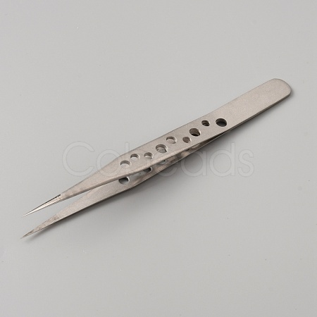 Stainless Steel Fine Ponited Tweezers TOOL-WH0125-46B-1