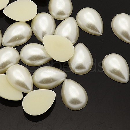ABS Plastic Imitation Pearl Cabochons MACR-F032-8x13mm-22-1