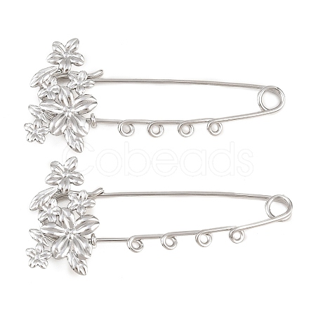 Flower 304 Stainless Steel Safety Pins Brooch Findings SA-CBA098D-14A-P04-1
