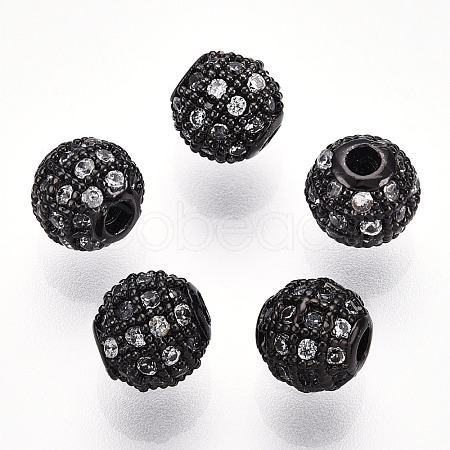 Rack Plating Brass Cubic Zirconia Beads ZIRC-S001-6mm-A01-1