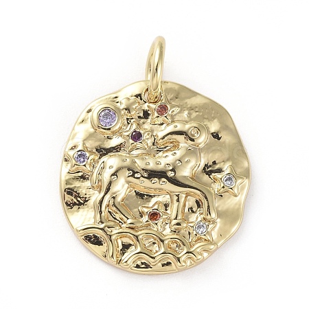 Brass Micro Pave Cubic Zirconia Pendants ZIRC-G157-03K-01G-1