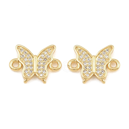 Brass Micro Pave Clear Cubic Zirconia Connector Charms CU-CBA908F-04G-03-1