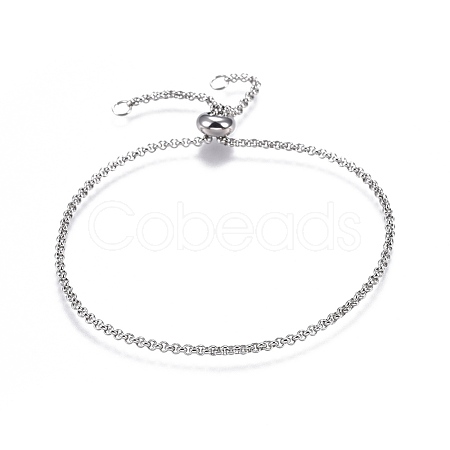 Tarnish Resistant Adjustable 304 Stainless Steel Slider Bracelets BJEW-L653-003P-1