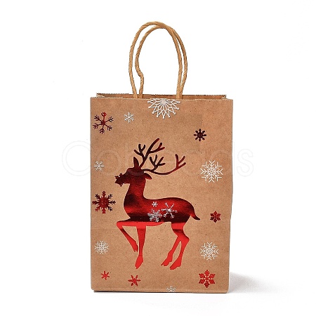 Christmas Theme Hot Stamping Rectangle Paper Bags LS-CARB-F011-02B-1