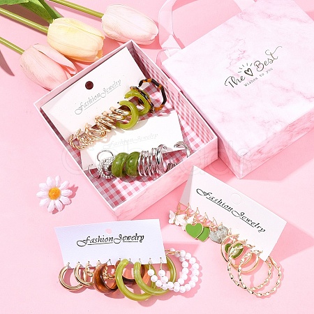 5 Sets 5 Colors Alloy Hoop Earring Sets EJEW-FS0001-23A-1