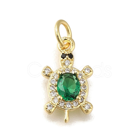 Rack Plating Brass Micro Pave Cubic Zirconia Pendants X-KK-K373-14G-1