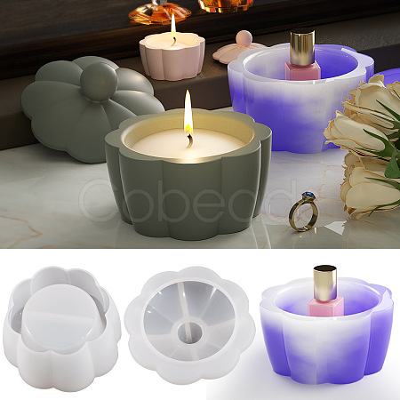 Flower DIY Silicone Candle Cup Molds DIY-P078-06-1