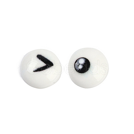 White and Black Flat Round Cartoon Resin Cabochons CRES-Q009-01J-1