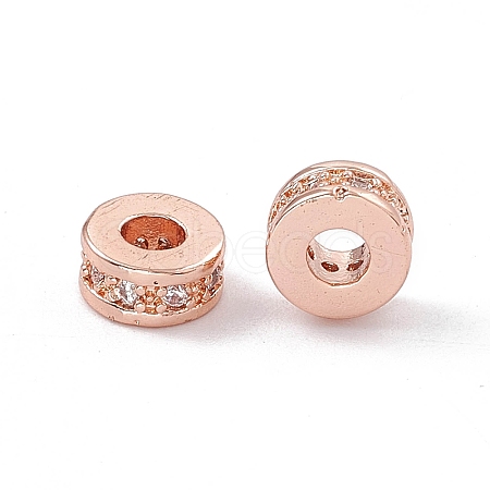 Brass Micro Pave Cubic Zirconia Beads ZIRC-F009-31RG-1