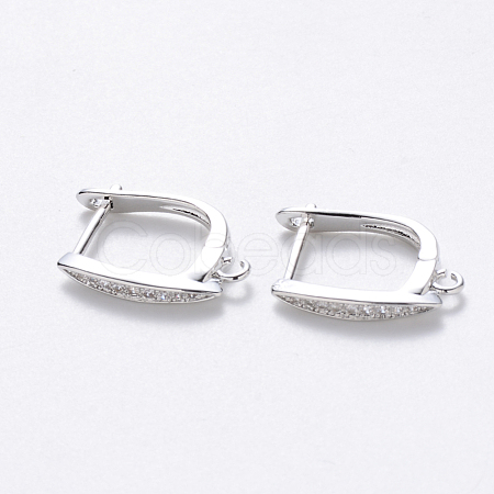 Brass Micro Pave Cubic Zirconia Hoop Earring Findings with Latch Back Closure KK-T048-033P-NF-1