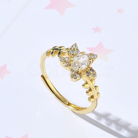 Brass Micro Pave Cubic Zirconia Finger Rings RJEW-C163-05G-1