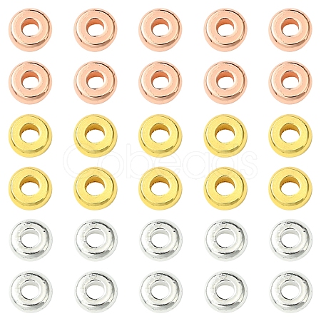 3 Colors Brass Flat Round Spacer Beads KK-FS0001-36-1