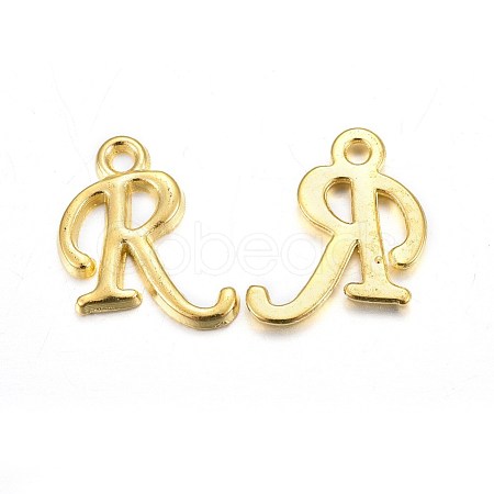 Golden Plated Alloy Letter Pendants PALLOY-J718-01G-R-1