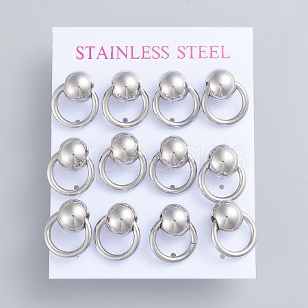 Tarnish Resistant 304 Stainless Steel Dangle Stud Earrings EJEW-F246-01P-1