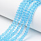 Glass Beads Strands, Faceted, Rondelle, Cyan, 2.3~2.7x2mm, Hole: 0.4mm, about 150~155pcs/strand, 32~33cm