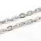 Non-Tarnish 3.28 Feet 201 Stainless Steel Cable Chains, Flat Oval, Unwelded, Stainless Steel Color, 5x3.5x1mm