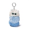 Cute Plush Cloth Worm Doll Pendant Keychains, with Alloy Keychain Ring, for Bag Car Key Pendant Decoration, Sky Blue, 18cm