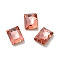 Glass Rhinestone Cabochons, Point Back & Back Plated, Faceted, Rectangle, Padparadscha, 8x6x2.8mm