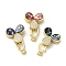 Brass Micro Pave Clear Cubic Zirconia Fold Over Clasps, with Enamel & Shell, Long-Lasting Plated, Lead Free & Cadmium Free, Real 18K Gold Plated, Clover, Mixed Color, 26mm