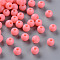 Opaque Acrylic Beads, Round, Salmon, 6x5mm, Hole: 1.8mm, about 4400pcs/500g