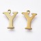 PVD Vacuum Plating  304 Stainless Steel Charms, Laser Cut, Alphabet, Antique Bronze, Letter.Y, 12.5x9.5x0.8mm, Hole: 1mm