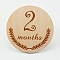 Basswood Milestone Cards, with Word, Flat Round with 2 Months, BurlyWood, 100x3mm, 12pcs/set