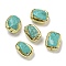 Rack Plating Brass Beads,  with Natural Howlite, Long-Lasting Plated, Dyed, Rectangle, 15~16x10.5~13x8~9.5mm, Hole: 0.8mm