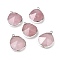 Natural Rose Quartz Pendants, with Brass Findings, Faceted, Drop, Silver, 31~35x20~25x7~9mm, Hole: 2.5mm