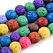 Synthetic Lava Rock Beads Strands, Dyed, Round, Mixed Color, 6mm, Hole: 1mm, about 61pcs/strand, 14.96 inch(38cm)