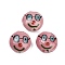 Handmade Porcelain Beads, Flat Round with Face, Famille Rose Porcelain, Pink, 18.5x9~10mm, Hole: 1.6mm