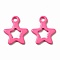 Spray Painted 201 Stainless Steel Charms, Star Charms, Hot Pink, 10.5x9x1mm, Hole: 1.2mm