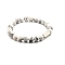 Natural Howlite Round Beaded Stretch Bracelet, with Stamping Blank Stainless Steel Cube Beaded, 7-1/4 inch(18.5cm)