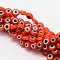 Handmade Evil Eye Lampwork Flat Round Bead Strands, Orange Red, 12x5mm, Hole: 1mm, about 33pcs/strand, 14.76 inch