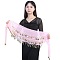 72 Coin Sequins Gauze Belly Dance Waist Belt, Golden, Pearl Pink, 1400mm