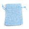 Polyester Imitation Burlap Packing Pouches Drawstring Bags, for Christmas, Wedding Party and DIY Craft Packing, Light Sky Blue, 12x9cm