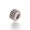 Brass Micro Pave Cubic Zirconia Beads, Column, Platinum, 9x6.6mm