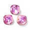 Glass Rhinestone Cabochons, Point Back & Back Plated, Faceted, Square, Fuchsia, 10x10x5mm