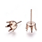 304 Stainless Steel Stud Earring Findings, Prong Earring Settings, Rose Gold, Tray: 6mm, 16.5mm, Pin: 0.7mm