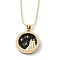 Alloy Rhinestone Pendant Necklaces, with Resin and Ball Chains, Flat Round with Constellation/Zodiac Sign, Golden, Black, Gemini, 18.31 inch(46.5cm)