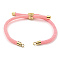 Nylon Cords Bracelet Makings Fit for Connector Charms, with Golden Brass Tree Slider Beads, Long-Lasting Plated, Pink, 8-5/8 inch(22cm), Hole: 1.9mm