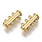 304 Stainless Steel Slide Lock Clasps, Peyote Clasps, 3 Strands, 6 Holes, Tube, Golden, 20x10x6.5mm, Hole: 1.6mm