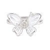 Brass Micro Pave Cubic Zirconia Adjustable Ring Components KK-CBAC351-04P-1