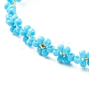 Glass Seed Beaded Flower Necklace with Alloy Enamel Bee Charm NJEW-JN03817-01-4