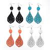 Trendy Teardrop Wood Dangle Earrings EJEW-F062-L-1