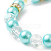 Alloy Enamel Shell Charms Stretch Bracelet BJEW-JB09942-4