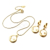 304 Stainless Steel Enamel & Rhinestone Pendant Necklaces & Hoop Earring Set for Women SJEW-C007-02G-02-4