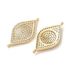 Brass Micro Pave Clear Cubic Zirconia Connector Charms CU-CBA4579-03G-C-3